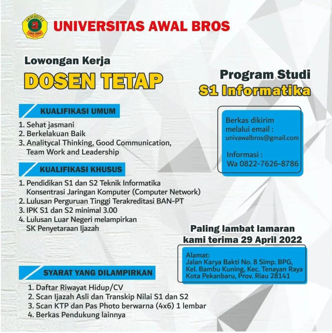 Lowongan Kerja Dosen S1 Informatika