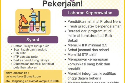 LOWONGAN KERJA LABORAN PERAWAT